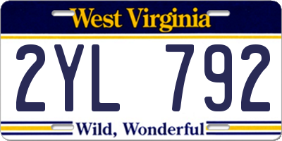 WV license plate 2YL792