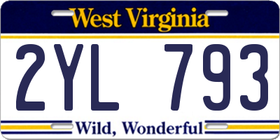 WV license plate 2YL793