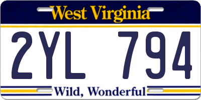 WV license plate 2YL794