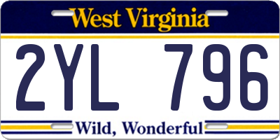 WV license plate 2YL796
