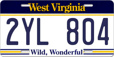 WV license plate 2YL804