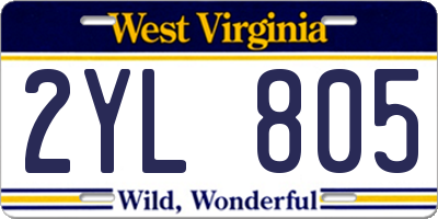 WV license plate 2YL805