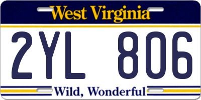 WV license plate 2YL806