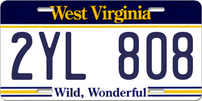 WV license plate 2YL808