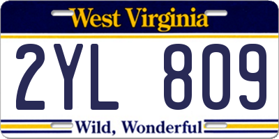 WV license plate 2YL809