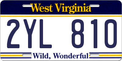 WV license plate 2YL810