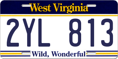 WV license plate 2YL813