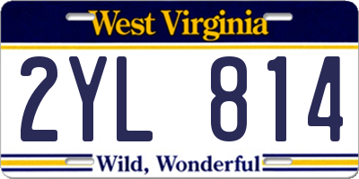 WV license plate 2YL814
