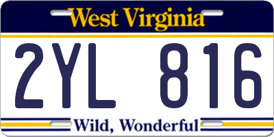 WV license plate 2YL816