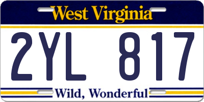 WV license plate 2YL817
