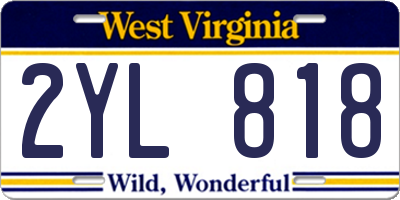 WV license plate 2YL818