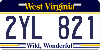 WV license plate 2YL821