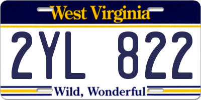 WV license plate 2YL822