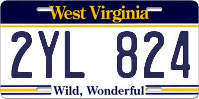 WV license plate 2YL824