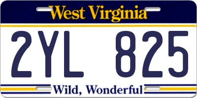 WV license plate 2YL825