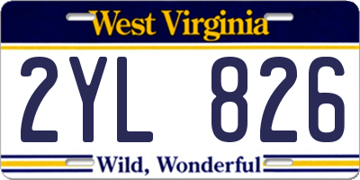 WV license plate 2YL826