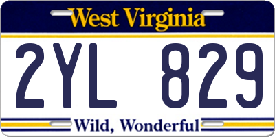 WV license plate 2YL829