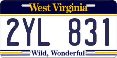 WV license plate 2YL831