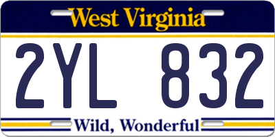 WV license plate 2YL832