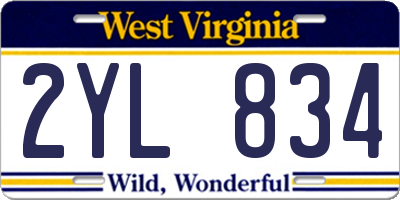 WV license plate 2YL834