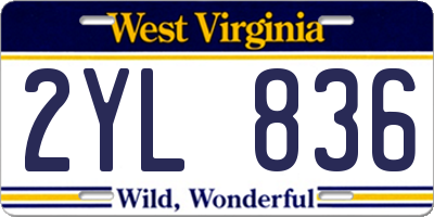 WV license plate 2YL836