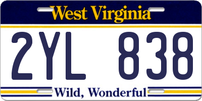 WV license plate 2YL838