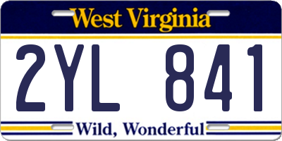 WV license plate 2YL841