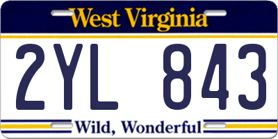 WV license plate 2YL843
