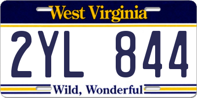 WV license plate 2YL844