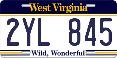 WV license plate 2YL845