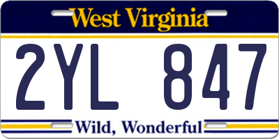 WV license plate 2YL847