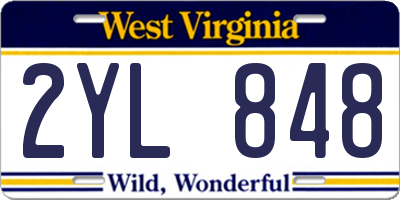 WV license plate 2YL848