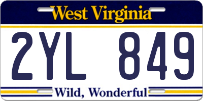 WV license plate 2YL849