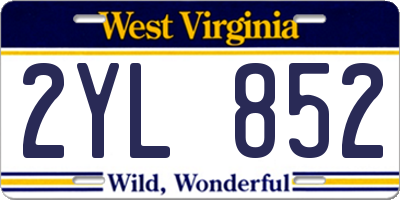WV license plate 2YL852