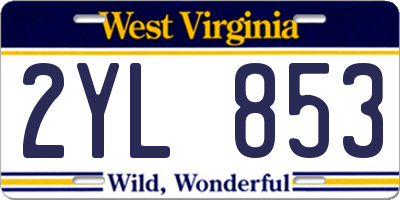 WV license plate 2YL853