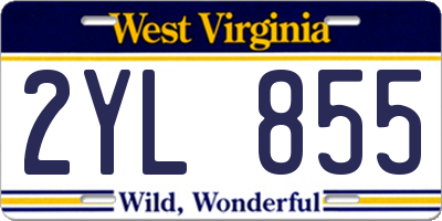 WV license plate 2YL855