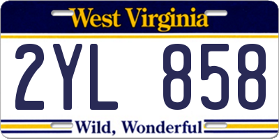 WV license plate 2YL858