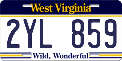 WV license plate 2YL859
