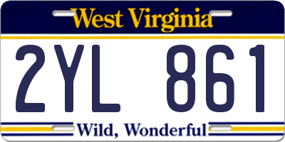 WV license plate 2YL861