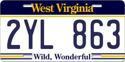WV license plate 2YL863