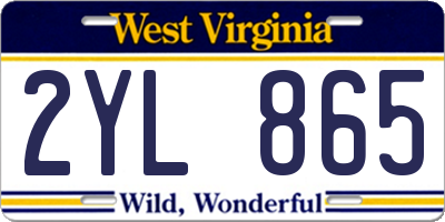 WV license plate 2YL865