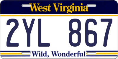 WV license plate 2YL867