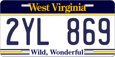 WV license plate 2YL869