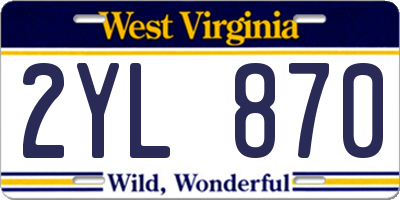 WV license plate 2YL870