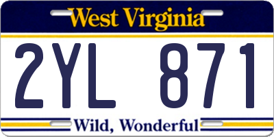 WV license plate 2YL871