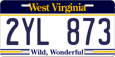 WV license plate 2YL873