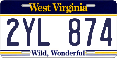 WV license plate 2YL874
