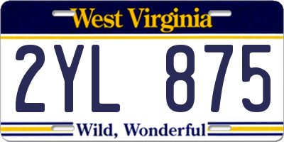 WV license plate 2YL875