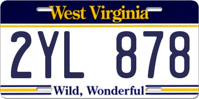 WV license plate 2YL878