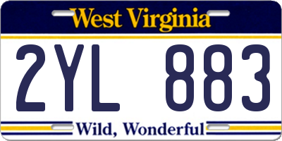 WV license plate 2YL883